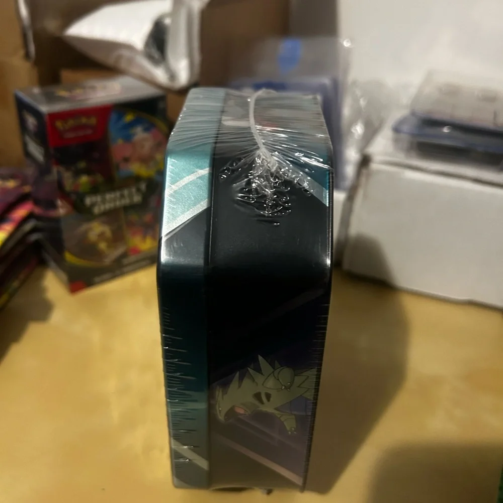 Pokemon Darkrai Teal Blue Tin with 3 booster pack within